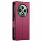 For OPPO Reno12 F 4G / 5G / F27 India Side Buckle Magnetic Frosted Leather Phone Case(Wine Red) - 3