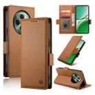 For OPPO Reno12 F 4G / 5G / F27 India Side Buckle Magnetic Frosted Leather Phone Case(Brown) - 1