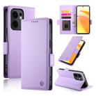For OPPO Reno13 F 4G / 5G Side Buckle Magnetic Frosted Leather Phone Case(Purple) - 1