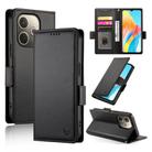 For OPPO A5 PRO 5G Global Side Buckle Magnetic Frosted Leather Phone Case(Black) - 1