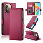 For OPPO A5 PRO 5G Global Side Buckle Magnetic Frosted Leather Phone Case(Wine Red) - 1