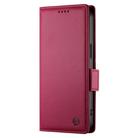 For OPPO A5 PRO 5G Global Side Buckle Magnetic Frosted Leather Phone Case(Wine Red) - 2