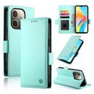 For OPPO A5 PRO 5G Global Side Buckle Magnetic Frosted Leather Phone Case(Mint Green) - 1