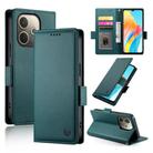 For OPPO A5 PRO 5G Global Side Buckle Magnetic Frosted Leather Phone Case(Dark Green) - 1