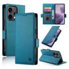 For OPPO Reno14 Global / Reno14 F 5G Side Buckle Magnetic Frosted Leather Phone Case(Blue) - 1