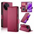 For Realme 11 4G Side Buckle Magnetic Frosted Leather Phone Case(Wine Red) - 1