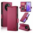 For Realme 12 Side Buckle Magnetic Frosted Leather Phone Case(Wine Red) - 1