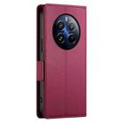 For Realme 12 Pro / 12 Pro+ Side Buckle Magnetic Frosted Leather Phone Case(Wine Red) - 3