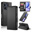 For Realme C53 4G / Narzo N53 4G Side Buckle Magnetic Frosted Leather Phone Case(Black) - 1