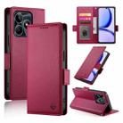 For Realme C53 4G / Narzo N53 4G Side Buckle Magnetic Frosted Leather Phone Case(Wine Red) - 1