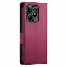 For Realme C53 4G / Narzo N53 4G Side Buckle Magnetic Frosted Leather Phone Case(Wine Red) - 3