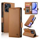 For Realme C53 4G / Narzo N53 4G Side Buckle Magnetic Frosted Leather Phone Case(Brown) - 1