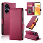 For Realme C55 4G / Narzo N55 Side Buckle Magnetic Frosted Leather Phone Case(Wine Red) - 1