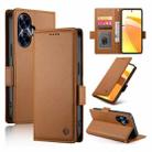 For Realme C55 4G / Narzo N55 Side Buckle Magnetic Frosted Leather Phone Case(Brown) - 1