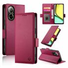 For Realme C67 4G Global Side Buckle Magnetic Frosted Leather Phone Case(Wine Red) - 1