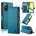 For Realme C67 4G Global Side Buckle Magnetic Frosted Leather Phone Case(Blue) - 1