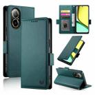 For Realme C67 4G Global Side Buckle Magnetic Frosted Leather Phone Case(Dark Green) - 1