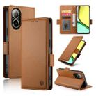 For Realme C67 4G Global Side Buckle Magnetic Frosted Leather Phone Case(Brown) - 1
