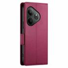 For Realme GT 6 Global Side Buckle Magnetic Frosted Leather Phone Case(Wine Red) - 3