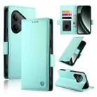 For Realme GT 6 Global Side Buckle Magnetic Frosted Leather Phone Case(Mint Green) - 1