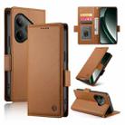 For Realme GT 6 Global Side Buckle Magnetic Frosted Leather Phone Case(Brown) - 1