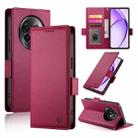 For Realme 13+ Side Buckle Magnetic Frosted Leather Phone Case(Wine Red) - 1