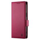 For Realme C75 / Realme 14x Side Buckle Magnetic Frosted Leather Phone Case(Wine Red) - 2