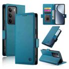 For Realme C75 / Realme 14x Side Buckle Magnetic Frosted Leather Phone Case(Blue) - 1