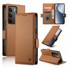 For Realme C75 / Realme 14x Side Buckle Magnetic Frosted Leather Phone Case(Brown) - 1