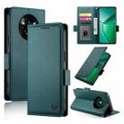 For Realme 14 Pro+ Side Buckle Magnetic Frosted Leather Phone Case(Dark Green) - 1