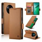 For Realme 14 Pro+ Side Buckle Magnetic Frosted Leather Phone Case(Brown) - 1