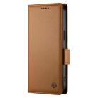 For Realme 14 Pro+ Side Buckle Magnetic Frosted Leather Phone Case(Brown) - 2
