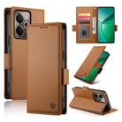 For Realme 14 / Realme P3 5G Side Buckle Magnetic Frosted Leather Phone Case(Brown) - 1