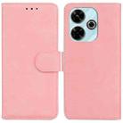 For Xiaomi Poco M6 4G Skin Feel Pure Color Flip Leather Phone Case(Pink) - 1