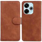 For Xiaomi Poco M6 4G Skin Feel Pure Color Flip Leather Phone Case(Brown) - 1