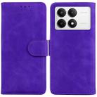 For Xiaomi Poco F6 Pro Skin Feel Pure Color Flip Leather Phone Case(Purple) - 1