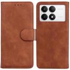 For Xiaomi Poco F6 Pro Skin Feel Pure Color Flip Leather Phone Case(Brown) - 1