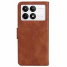 For Xiaomi Poco F6 Pro Skin Feel Pure Color Flip Leather Phone Case(Brown) - 3