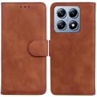 For Xiaomi 14T Pro Skin Feel Pure Color Flip Leather Phone Case(Brown) - 1