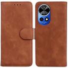 For Huawei nova 12 Pro Skin Feel Pure Color Flip Leather Phone Case(Brown) - 1