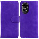 For Huawei nova 12 Skin Feel Pure Color Flip Leather Phone Case(Purple) - 1