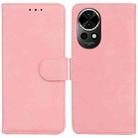 For Huawei nova 12 Skin Feel Pure Color Flip Leather Phone Case(Pink) - 1