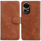 For Huawei nova 12 Skin Feel Pure Color Flip Leather Phone Case(Brown) - 1