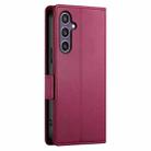 For Samsung Galaxy S24 5G Side Buckle Magnetic Frosted Leather Phone Case(Wine Red) - 3