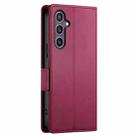 For Samsung Galaxy S24+ 5G Side Buckle Magnetic Frosted Leather Phone Case(Wine Red) - 3