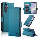 For Samsung Galaxy S24+ 5G Side Buckle Magnetic Frosted Leather Phone Case(Blue) - 1