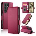 For Samsung Galaxy S24 Ultra 5G Side Buckle Magnetic Frosted Leather Phone Case(Wine Red) - 1