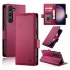 For Samsung Galaxy S23 5G Side Buckle Magnetic Frosted Leather Phone Case(Wine Red) - 1