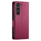 For Samsung Galaxy S23 5G Side Buckle Magnetic Frosted Leather Phone Case(Wine Red) - 3