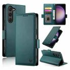 For Samsung Galaxy S23 5G Side Buckle Magnetic Frosted Leather Phone Case(Dark Green) - 1